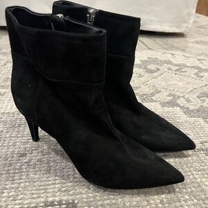 Aquatalia Black Suede Pointed-Toe Ankle Booties